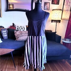 Elegant Black and White Striped Mini Dress
